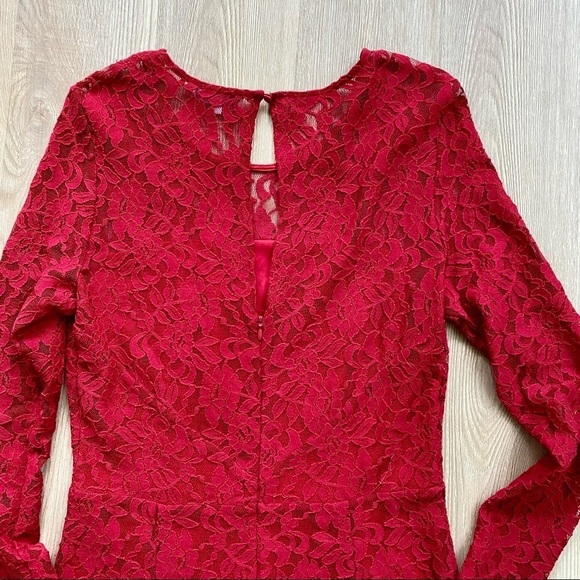 1. State Red Lace Romper/ Jumpsuit Long Sleeve - Picture 5 of 7
